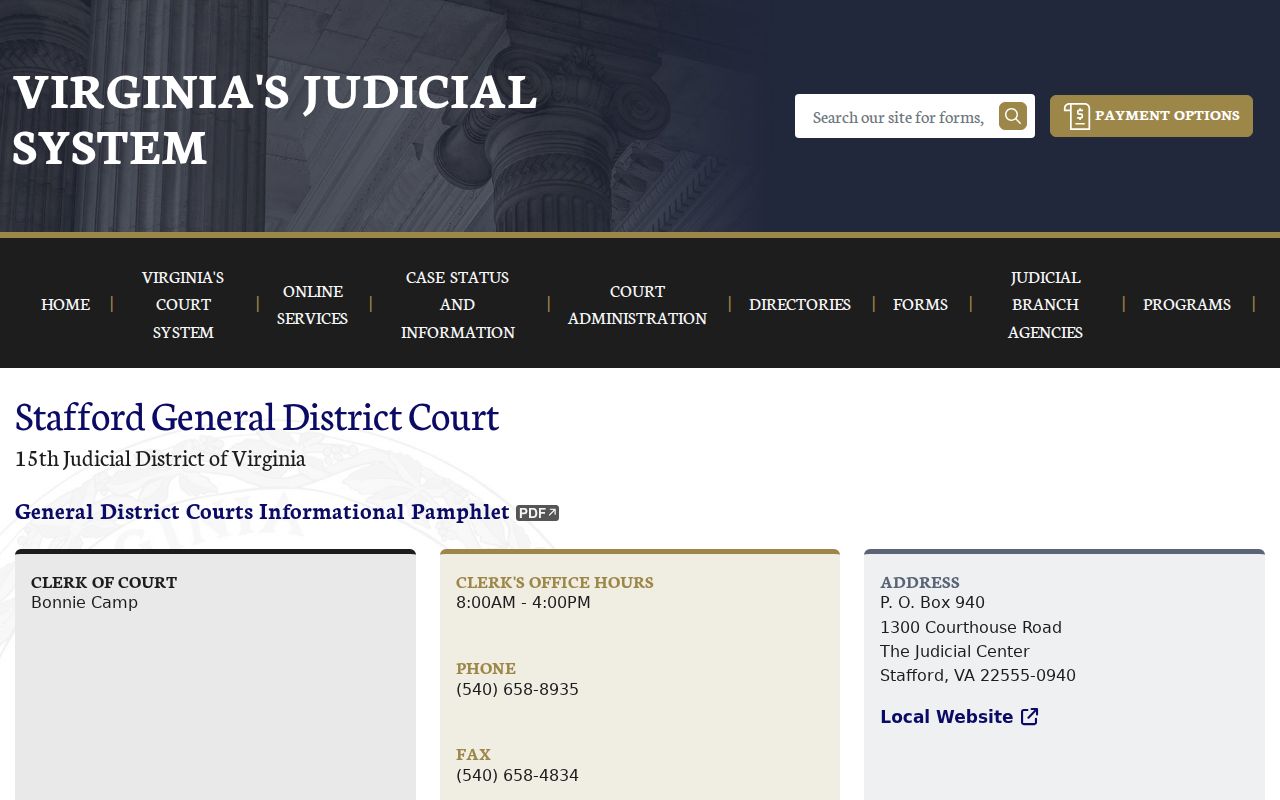 Stafford County criminal court cases at General District Court