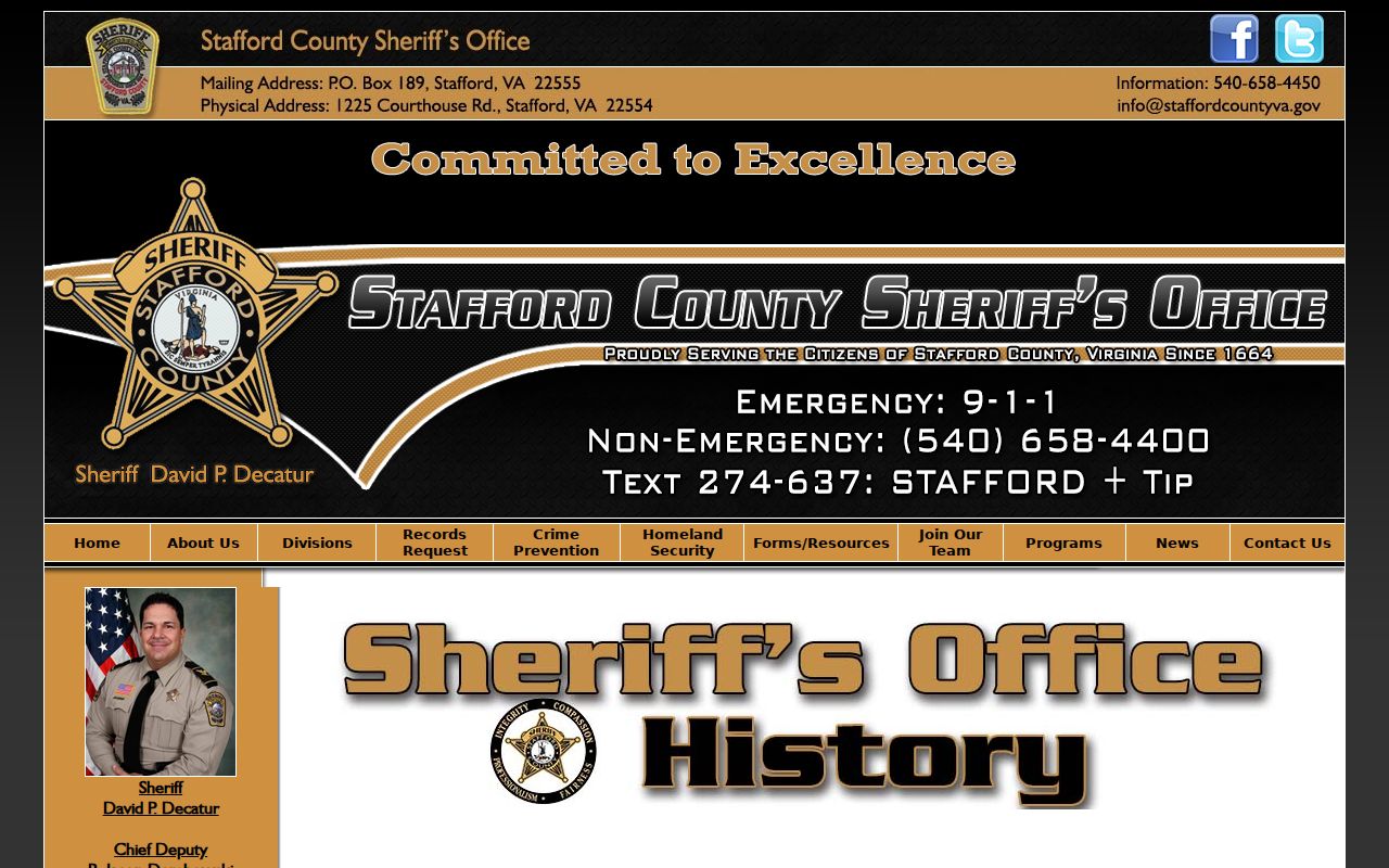 Stafford County criminal records and sheriff history