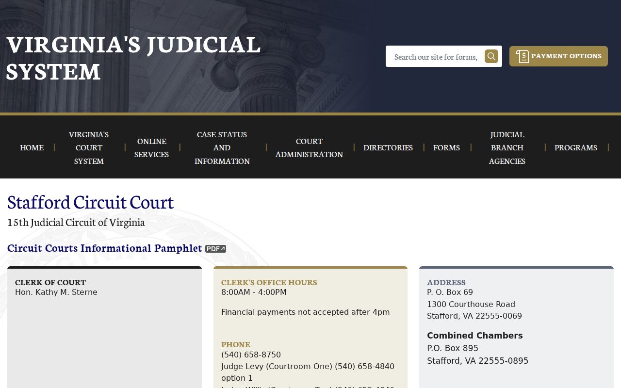 Stafford County criminal court clerk official information