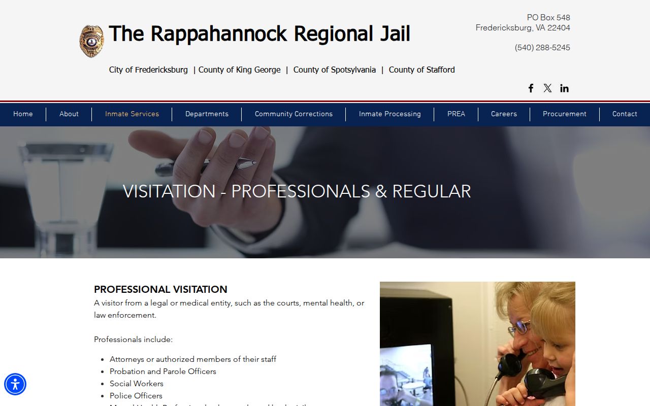 RRJ facility information related to Stafford County arrest custody records