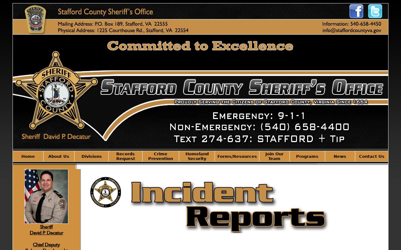 Stafford County daily incident archive for recent arrest activity